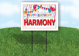 HARMONY HAPPY BIRTHDAY BALLOONS 18 in x 24 in Yard Sign Road Sign with Stand