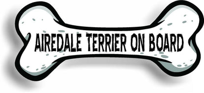 Dog on Board Airedale Terrier Bone Car Magnet Bumper Sticker 3"x7"