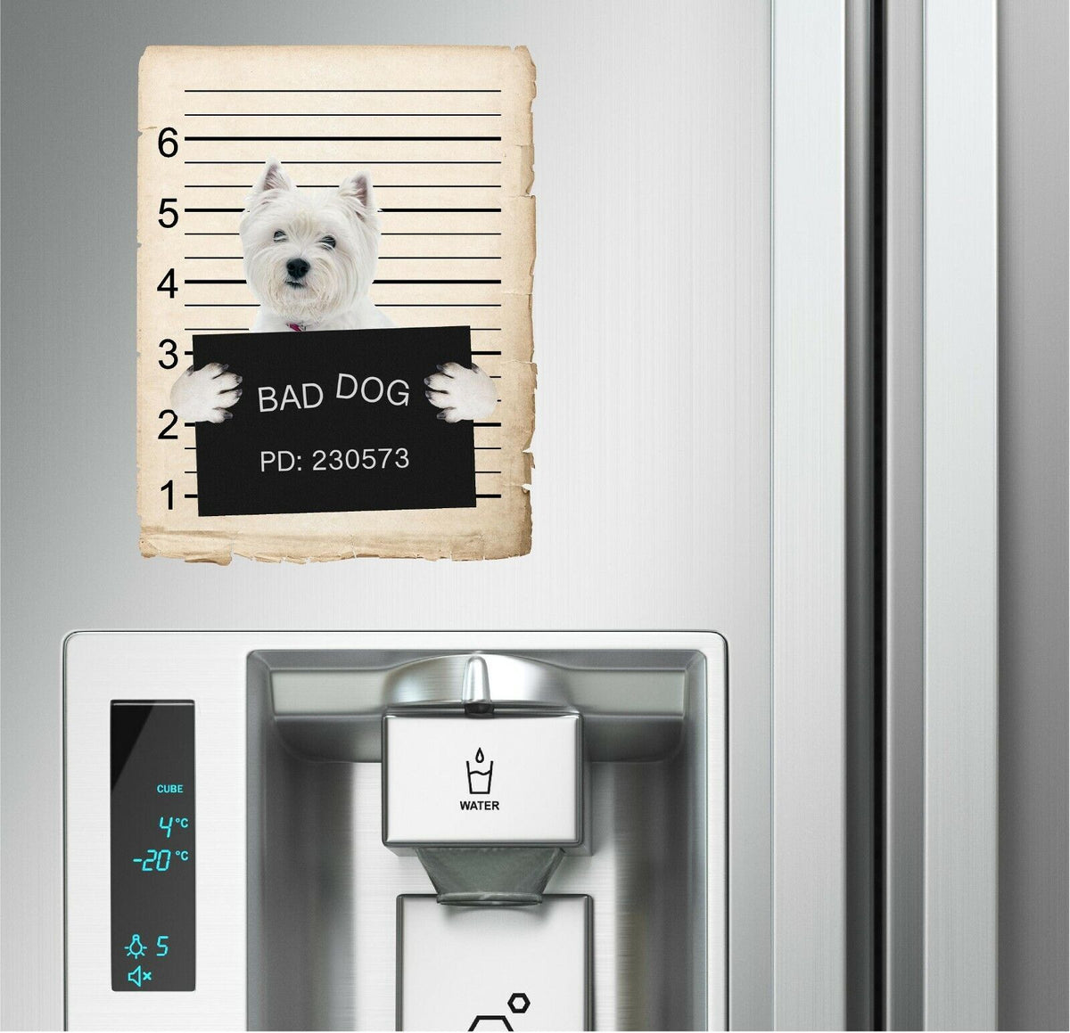 West Highland Terrier Mugshot Bad Dog Fridge refrigerator Car Magnet