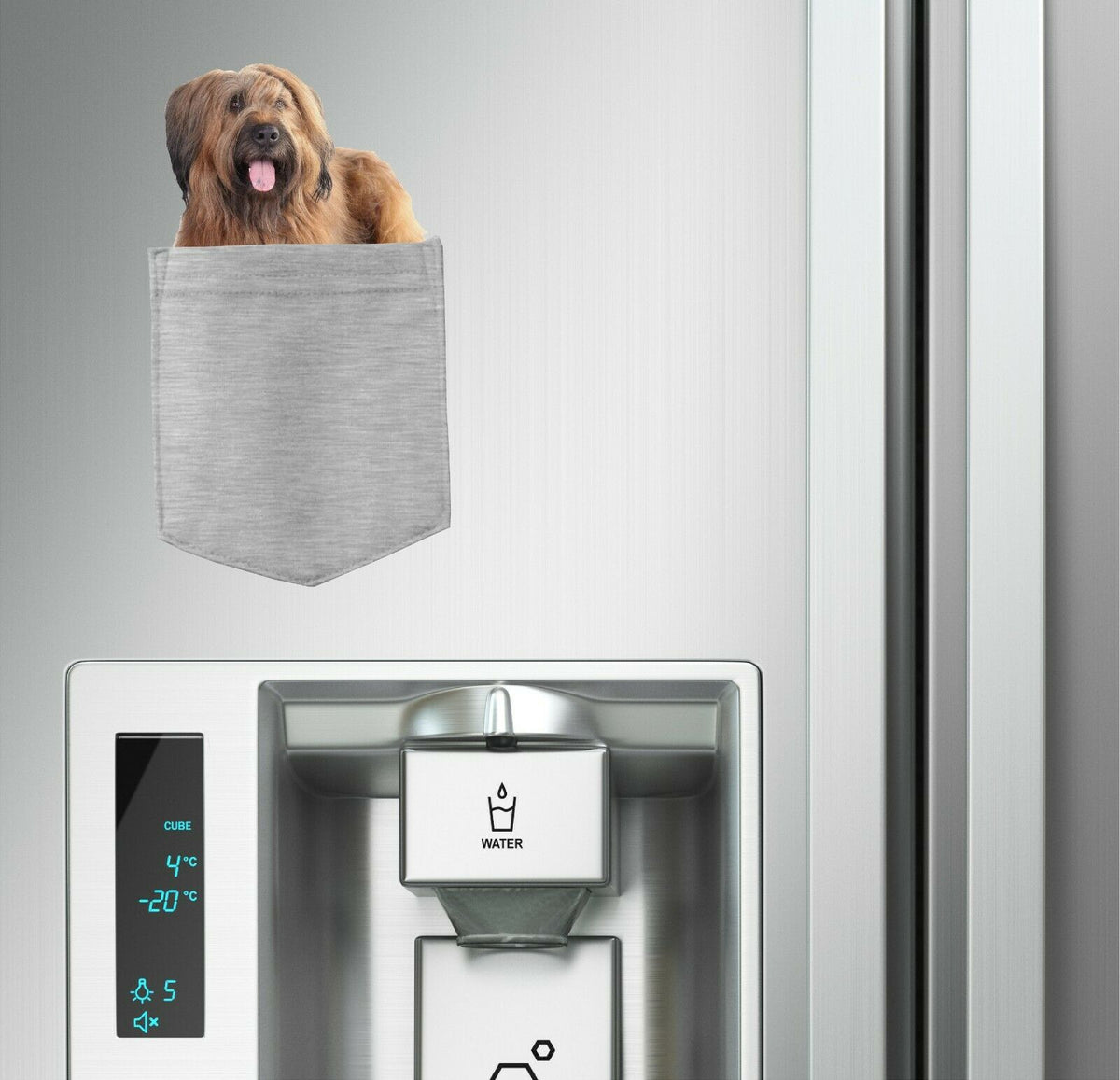 Briard Dog in pocket Fridge Car Magnet Bumper Sticker App size 4"x7"