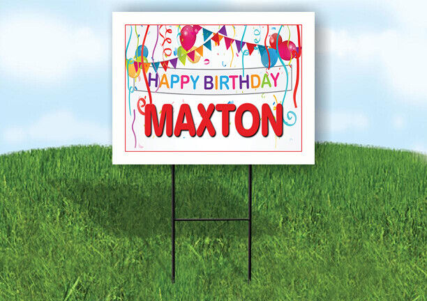 MAXTON HAPPY BIRTHDAY BALLOONS 18 in x 24 in Yard Sign Road Sign with Stand