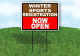 SPORTS REGISTRATION BROWN RED WINTER Yard Sign with Stand LAWN SIGN