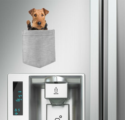 Airedale Terrier Dog in pocket Fridge Car Magnet Bumper Sticker App size 4"x7"