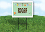 ROGER WELCOME BABY GREEN  18 in x 24 in Yard Sign Road Sign with Stand