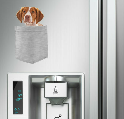 Brittany Dog in pocket Fridge Car Magnet Bumper Sticker App size 4"x7"