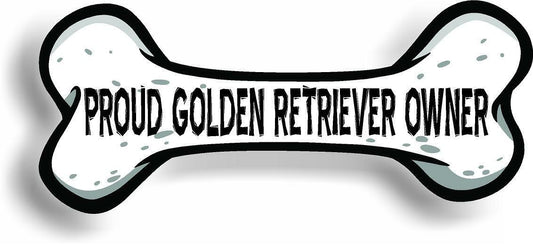 Proud Golden Retriever Owner Bone Car Magnet Bumper Sticker 3"x7"