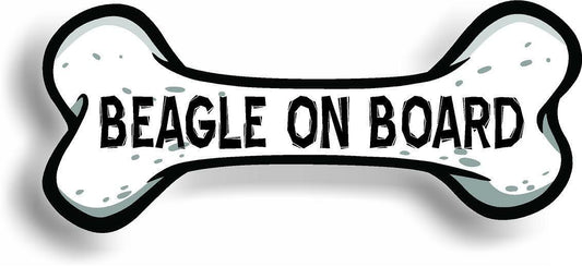 Dog on Board Beagle Bone Car Magnet Bumper Sticker 3"x7"