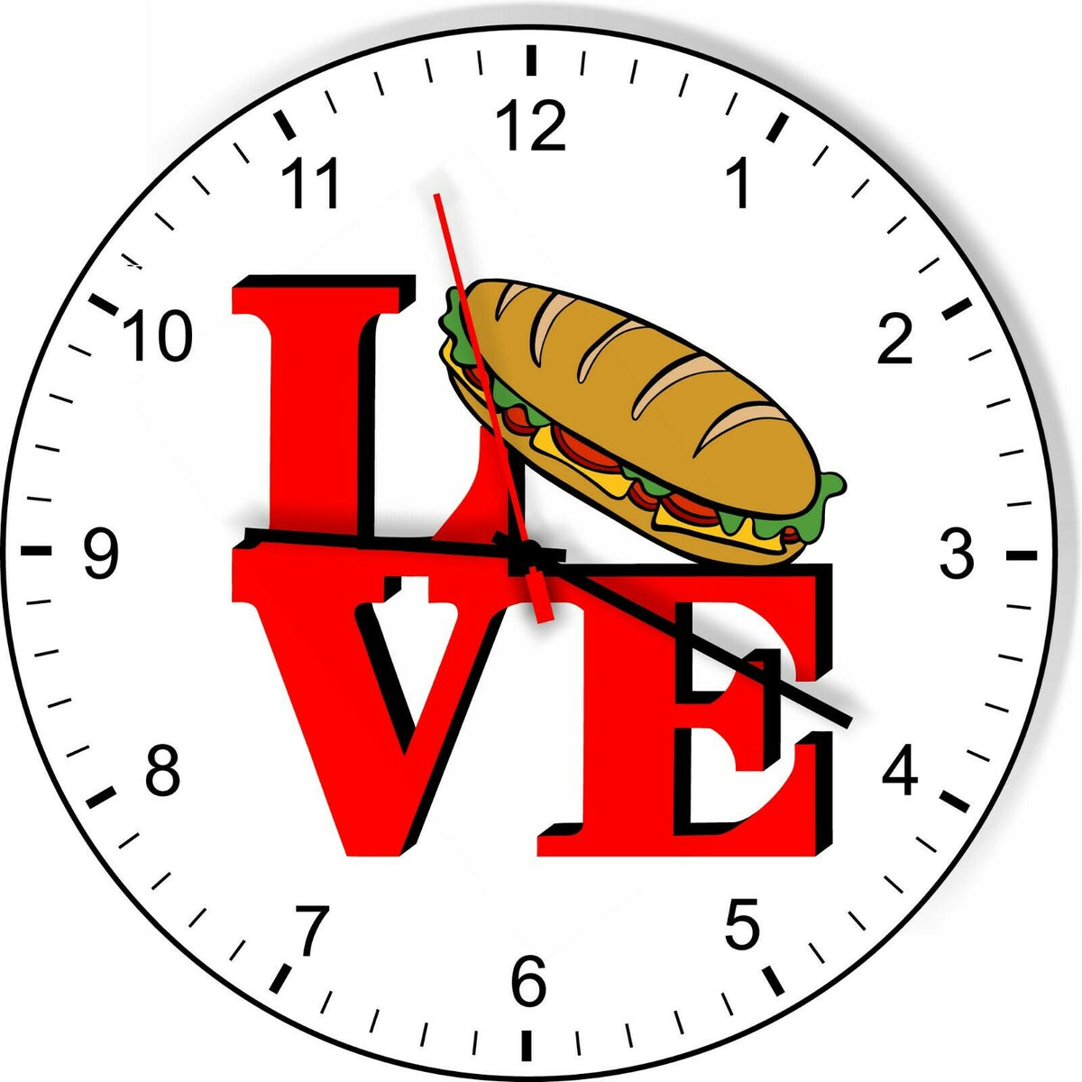 I Love Hoagies Love Park Funny Kitchen Living room Wall Clock