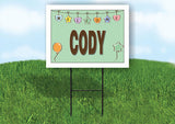 CODY WELCOME BABY GREEN  18 in x 24 in Yard Sign Road Sign with Stand