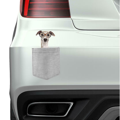 Greyhound with Glasses pocket Fridge Car Magnet Bumper Sticker App size 4"x7"