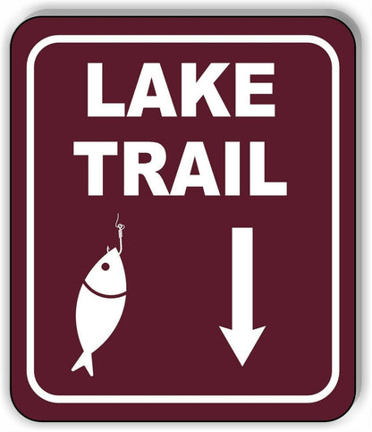 LAKE TRAIL DIRECTIONAL DOWNWARDS ARROW CAMPING Metal Aluminum composite sign