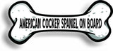 Dog on Board American Cocker Spaniel Bone Car Magnet Bumper Sticker 3"x7"