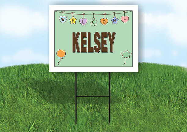 KELSEY WELCOME BABY GREEN  18 in x 24 in Yard Sign Road Sign with Stand