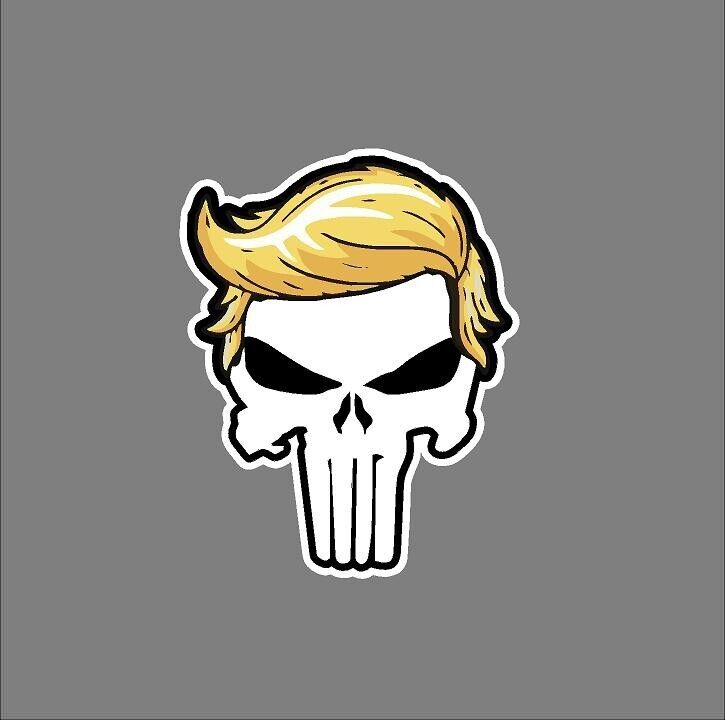 TRUMP PUNISHER WHITE W/ hair Donald Trump President 2024 Magnetic Bumper Sticker