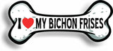 I Love My Bichon Frises Bone Car Magnet Bumper Sticker 3"x7"