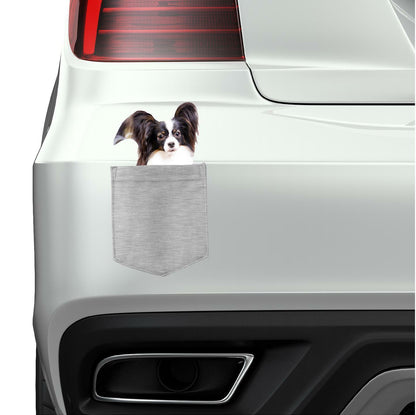 Papillons Dog  in  pocket Fridge Car Magnet Bumper Sticker App size 4"x7"