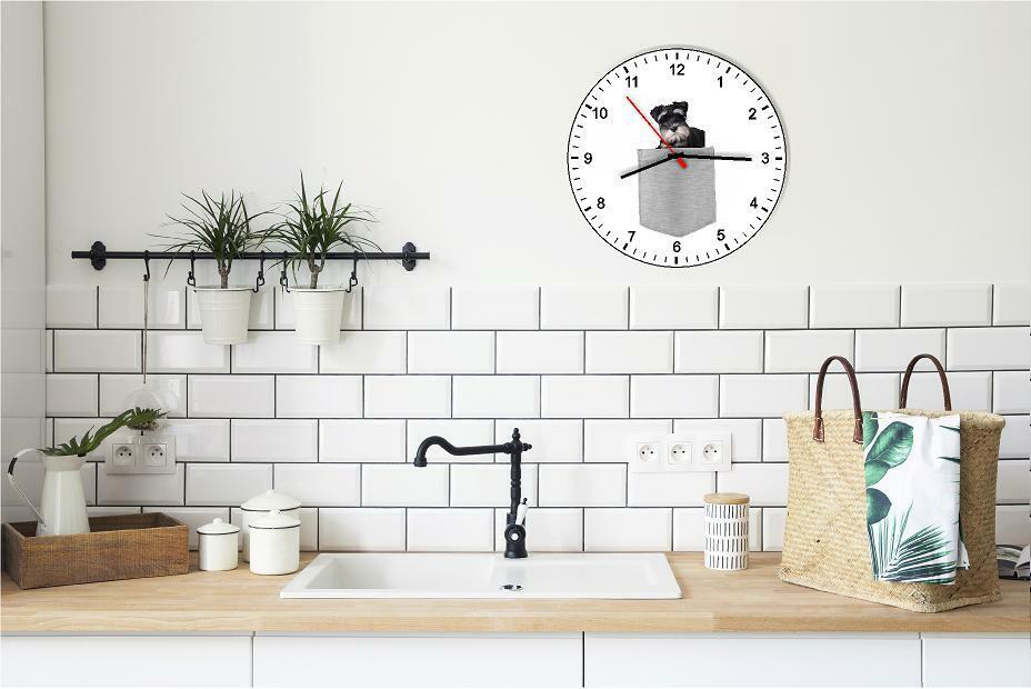 Miniature Schnauzer In Your Pocket Dog kitchen living room Wall Clock