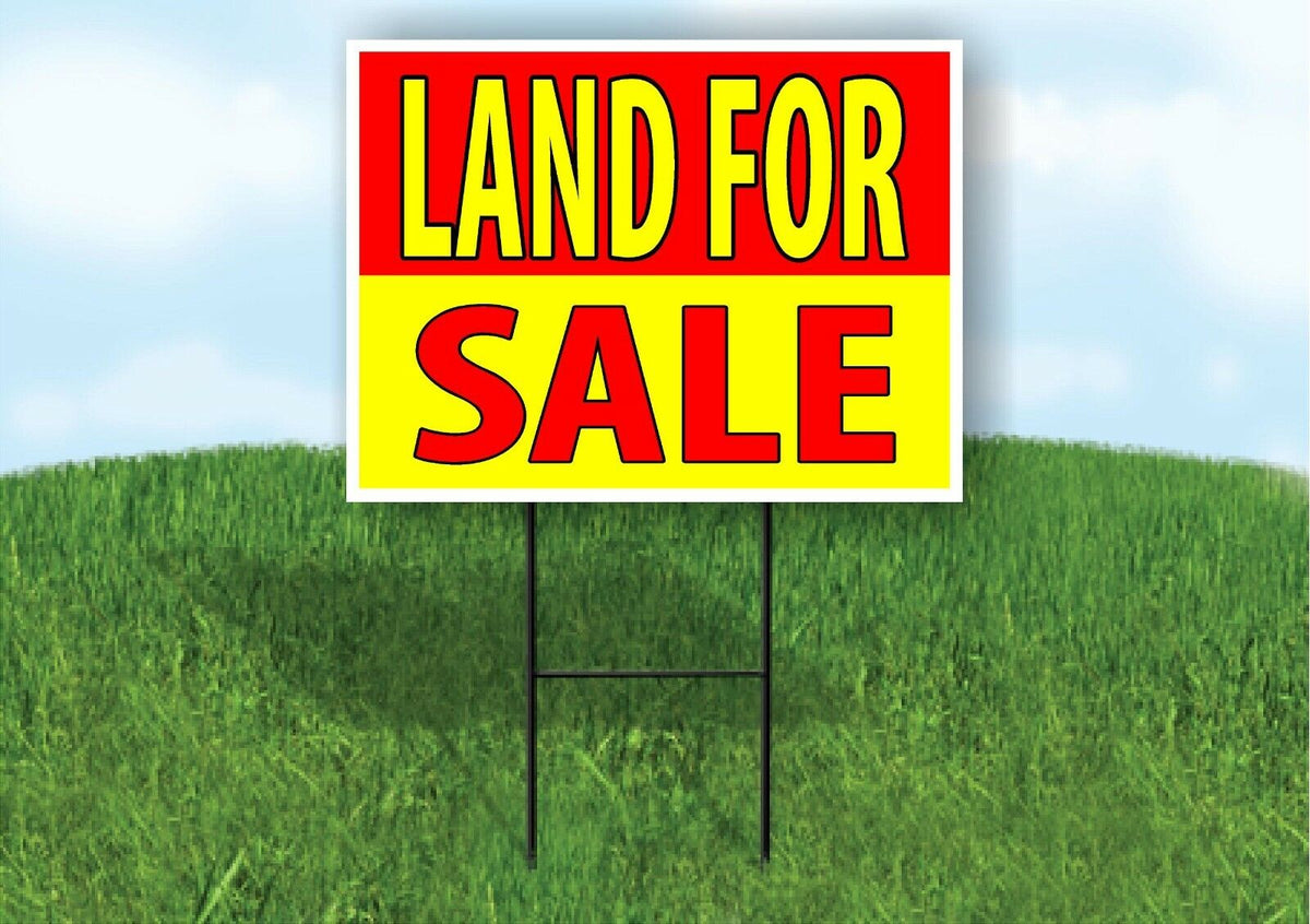 LAND FOR SALE RED YELLOW Plastic Yard Sign ROAD SIGN with Stand