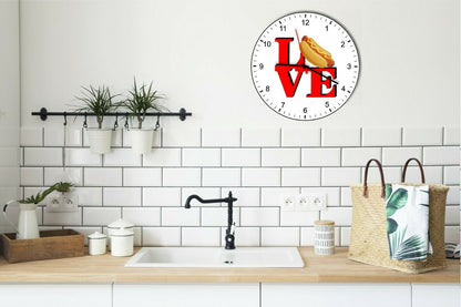 I Love Hot dogs Love Park Funny Kitchen Living room Wall Clock