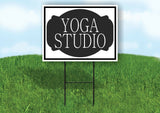 YOGA STUDIO BLACK TAG Yard Sign with Stand LAWN SIGN