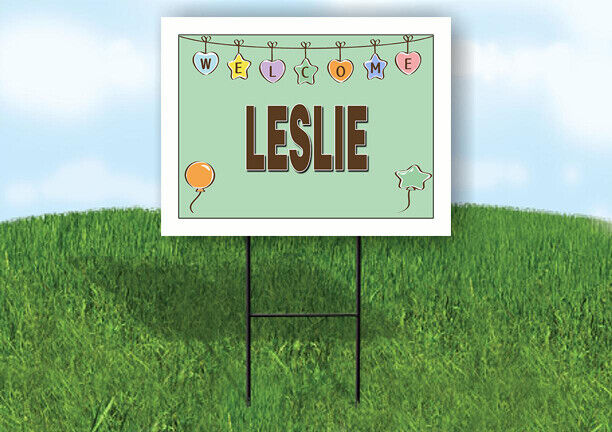 LESLIE WELCOME BABY GREEN  18 in x 24 in Yard Sign Road Sign with Stand