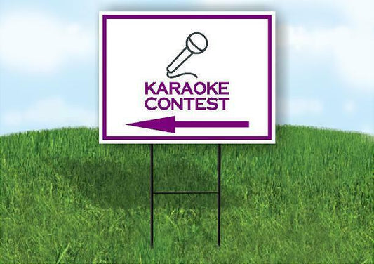 KARAOKE CONTEST PURPLE ARROW Yard Sign Road with Stand LAWN SIGN Single sided