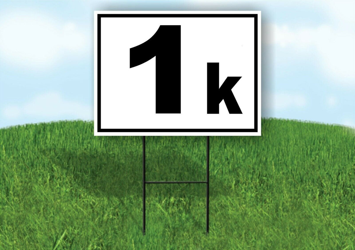 KILOMETER 1 K DISTANCE MARKER  RUNNING RACE BLACK Yard Sign with Stand LAWN SIGN