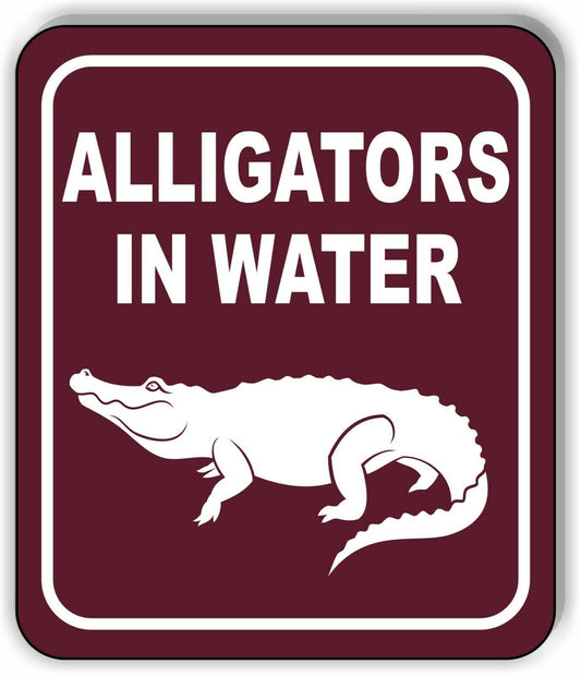 ALLIGATORS IN WATER DANGER PARK CAMPING Metal Aluminum composite sign