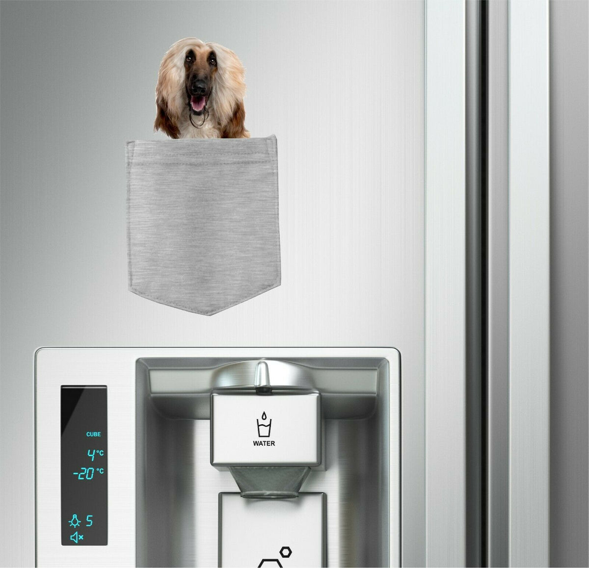 Afghan Hound Dog in pocket Fridge Car Magnet Bumper Sticker App size 4"x7"