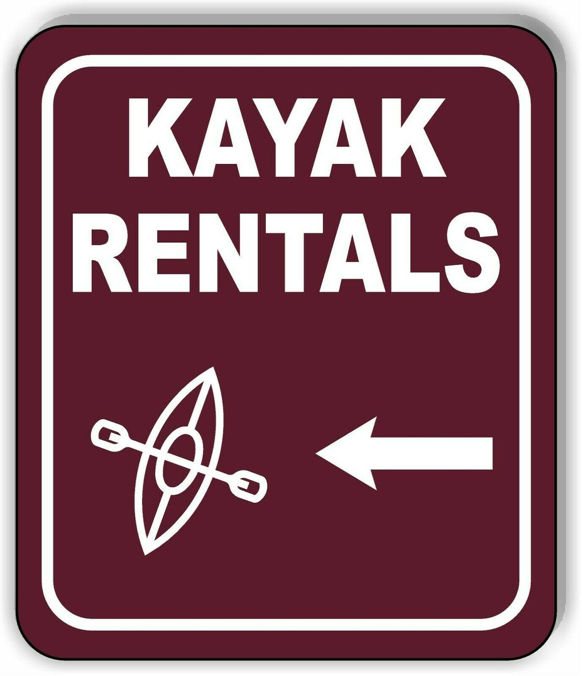KAYAK RENTALS DIRECTIONAL LEFT ARROW CAMPING Metal Aluminum composite sign
