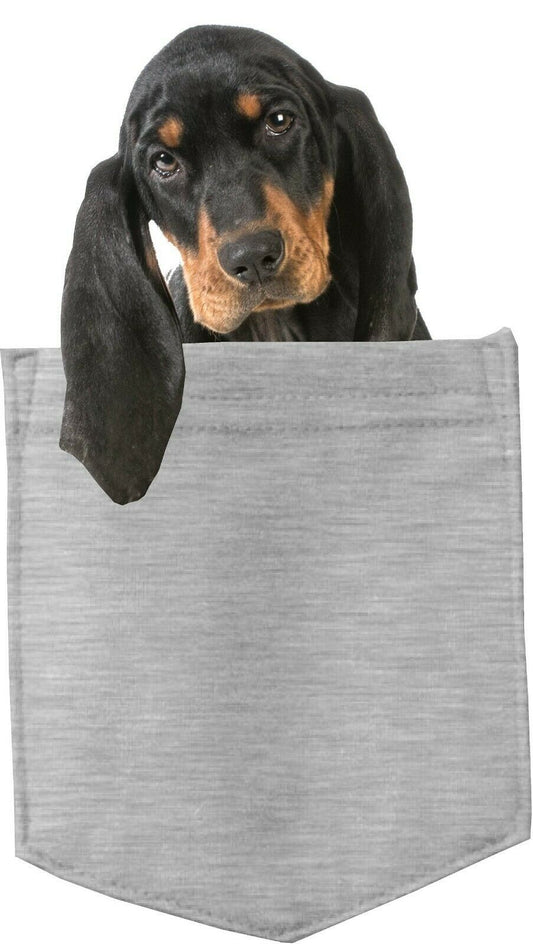 Black & Tan Coonhound in pocket Fridge Car Magnet Bumper Sticker App size 4"x7"