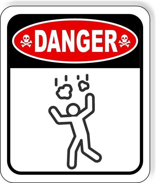 DANGER FALLING FROM ABOVE HAZARD Metal Aluminum composite sign