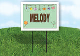 MELODY WELCOME BABY GREEN  18 in x 24 in Yard Sign Road Sign with Stand