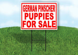 German Pinscher PUPPIES FOR SALE RED Yard Sign Road with Stand LAWN SIGN