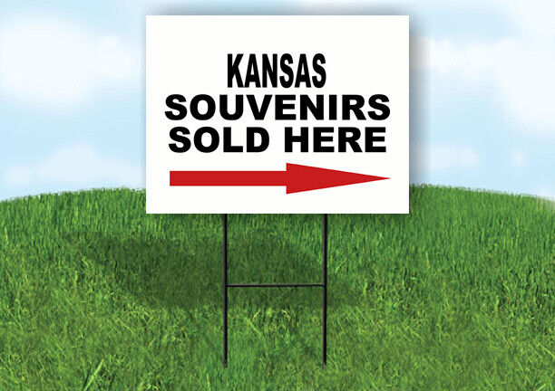 KANSAS SOUVENIRS SOLD HERE RIGHT ARROW Yard Sign w Stand LAWN  SIGN Single