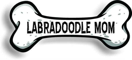 Dog Mom Labradoodle Bone Car Magnet Bumper Sticker 3"x7"