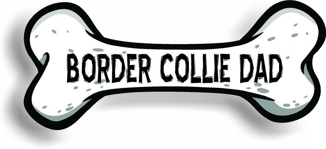 Dog Dad Border Collie Bone Car Magnet Bumper Sticker 3"x7"