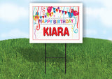 KIARA HAPPY BIRTHDAY BALLOONS 18 in x 24 in Yard Sign Road Sign with Stand