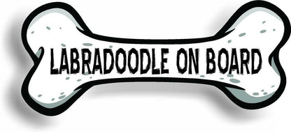 Dog on Board Labradoodle Bone Car Magnet Bumper Sticker 3"x7"