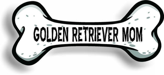 Dog Mom Golden Retriever Bone Car Magnet Bumper Sticker 3"x7"