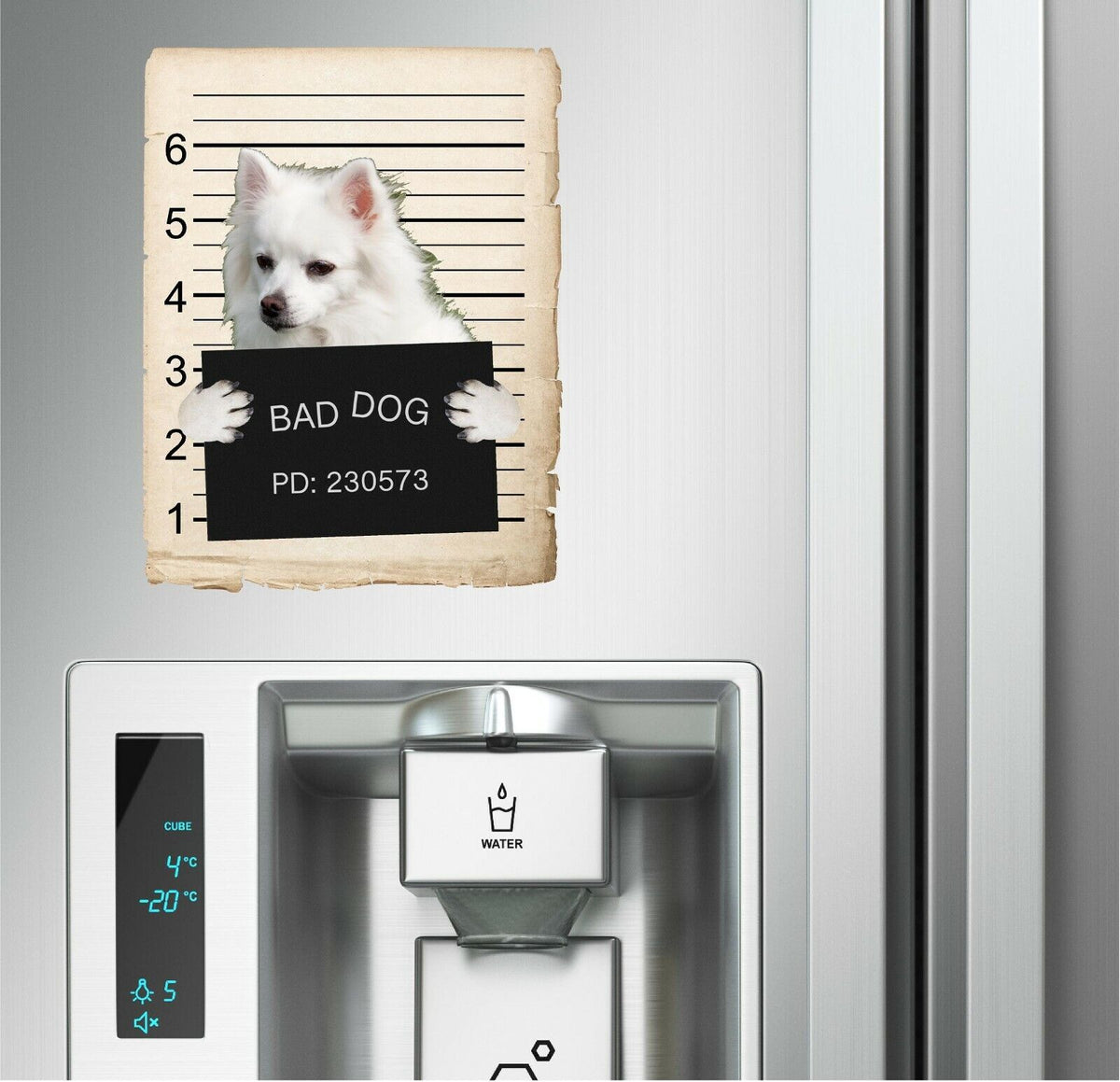 American Eskimo Mugshot Bad Dog Fridge refrigerator Car Magnet Bumper Sticker