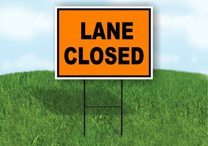 Lane Closed Construction ORANGE BLACK Yard Sign Road with Stand LAWN SIGN