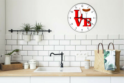 I Love Sausage Love Park Funny Kitchen Living room Wall Clock