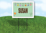 SUSAN WELCOME BABY GREEN  18 in x 24 in Yard Sign Road Sign with Stand