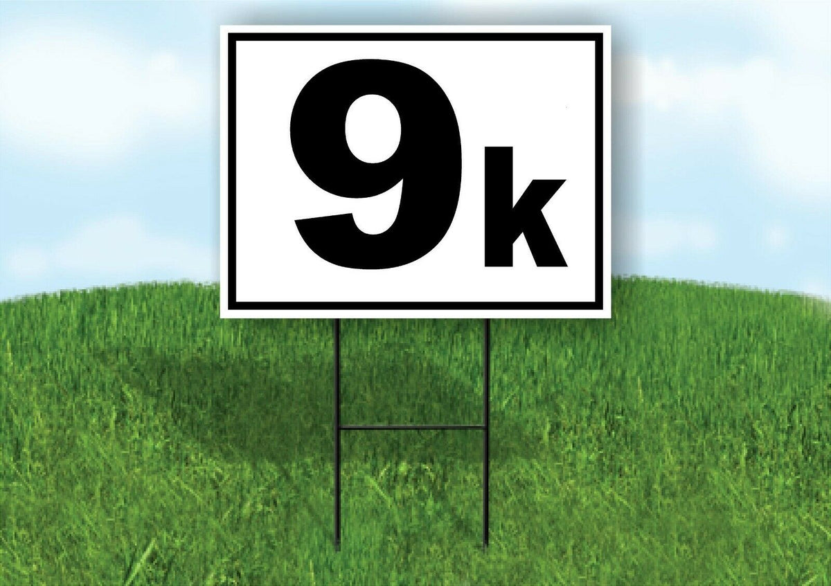 KILOMETER 9 K DISTANCE MARKER  RUNNING RACE BLACK Yard Sign with Stand LAWN SIGN