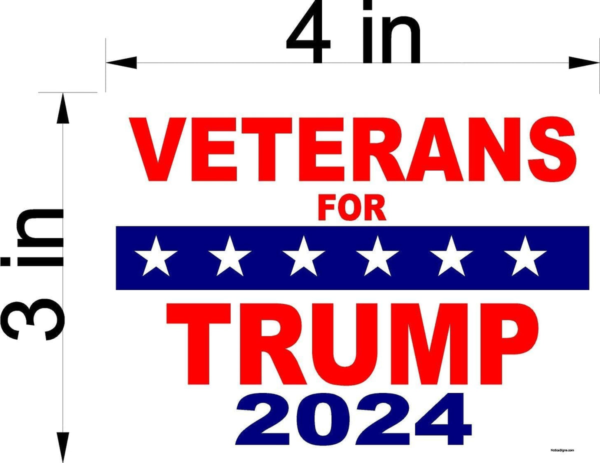 3 Pack Eco Veterans for Trump 2024 Size Bumper Magnet 4 in x 3 in