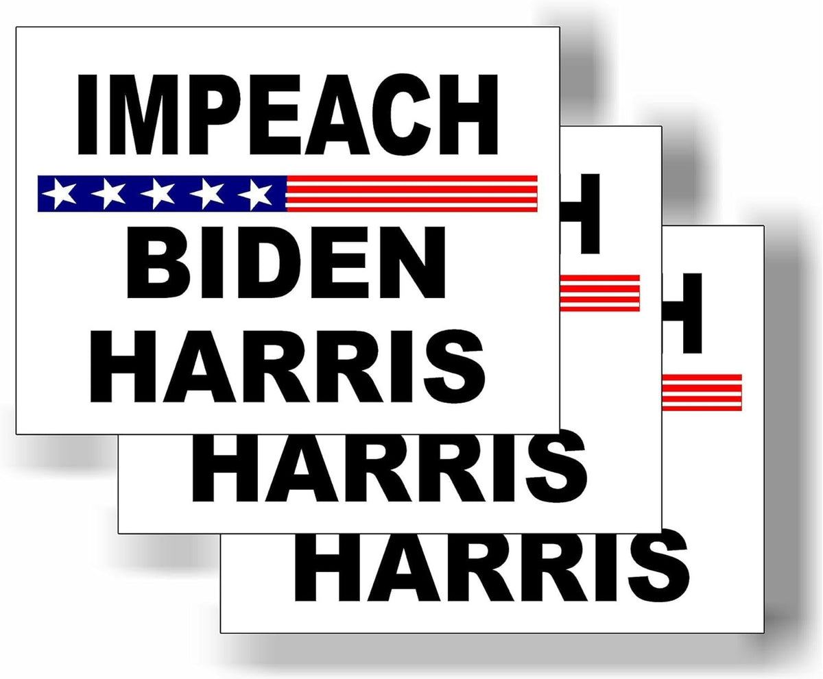 3 Pack Eco Impeach Biden Harris White Background Bumper Magnet 4 in x 3 in