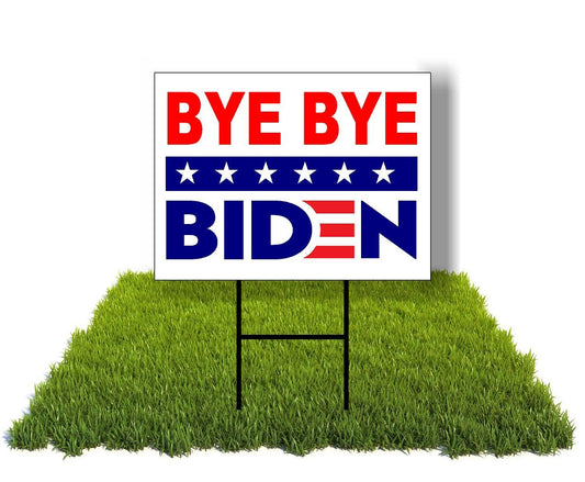 Eco Bye Bye Biden Blue Stars 12X16 In Yard Road Sign W/Stand