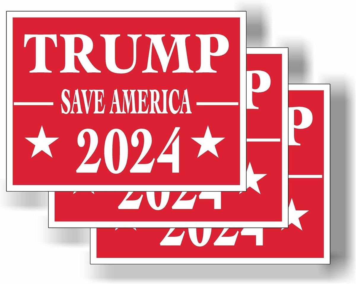 3 Pack Eco Trump 2024 Red Save America Bumper Magnet 4 in x 3 in