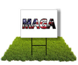 Eco Trump Maga Distressed Flag 12X16 In Yard Road Sign W/Stand